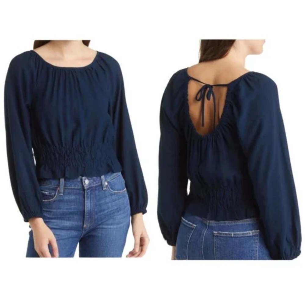 MADEWELL Georgia Tie Back Top Dark Indigo XS